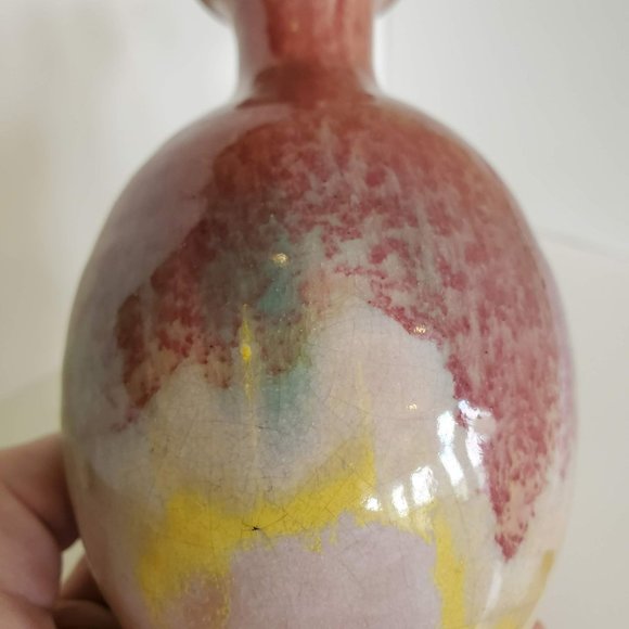 Art Pottery Urn, Handmade Ceramic Pitcher, Red Purple Drip Glaze Studio Pottery - Picture 6 of 9